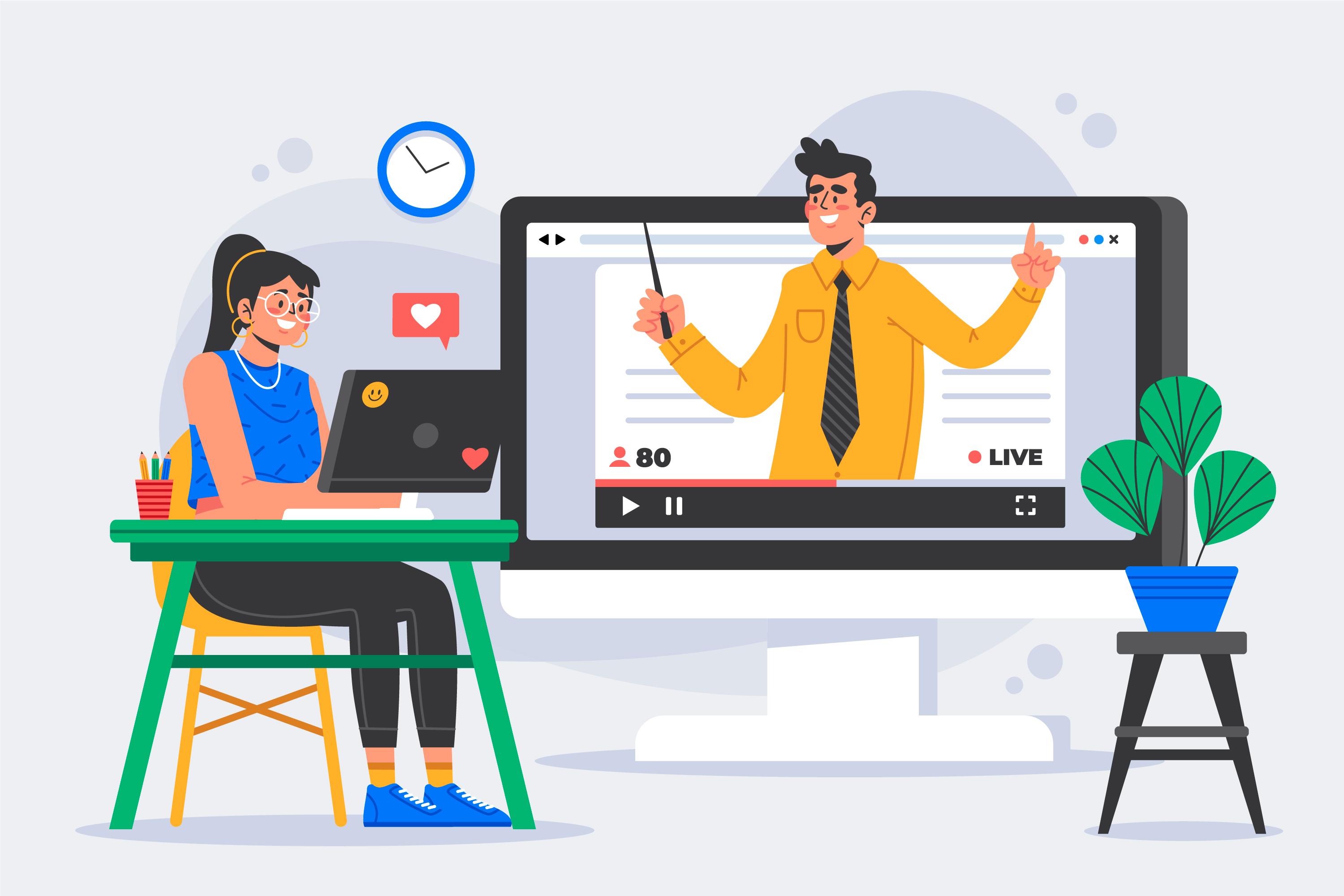 Online English Learning - Student with Laptop